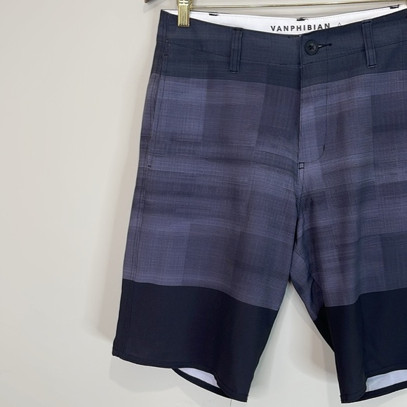Vans Vanphibian Men’s Water Board Shorts Navy Blue Plaid Pockets Quick Dry 32 - Picture 3 of 13